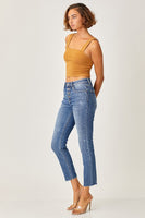 Risen Mid Rise Button Fly Relaxed Fit Skinny Jean