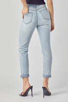 Risen High Rise Rolled Up Girlfriend Jeans - Light Wash