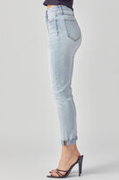 Risen High Rise Rolled Up Girlfriend Jeans - Light Wash