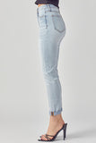 Risen High Rise Rolled Up Girlfriend Jeans - Light Wash