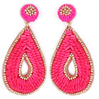 Seed Bead Teardrop Fabric Post Dangle Earrings