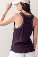 Waffle Trim Sleeveless Top