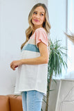 Happy Thoughts Color Block Short Sleeve Top