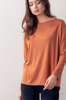Boat Neck Solid Oversized Drop Shoulder Top