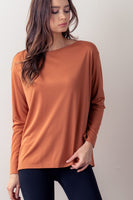 Boat Neck Solid Oversized Drop Shoulder Top