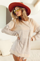 BiBi Ditsy Leopard Block Front Pocket Long Sleeve Top