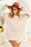 BiBi Ditsy Leopard Block Front Pocket Long Sleeve Top