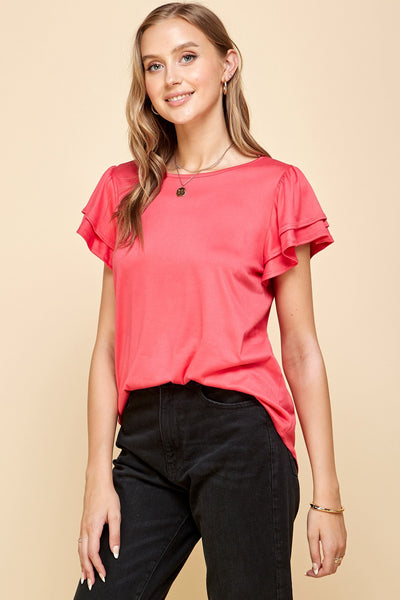 Double Ruffle Sleeve Top