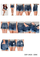 Cuffed Double Button Denim Shorts