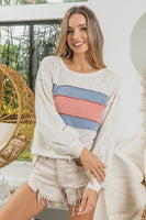 Slub Terry Color Block Long Sleeve Top