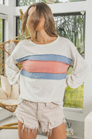 Slub Terry Color Block Long Sleeve Top