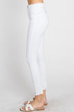 Petra153 High Rise White Ankle Skinny Distressed Hem Jeans
