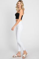 Petra153 High Rise White Ankle Skinny Distressed Hem Jeans