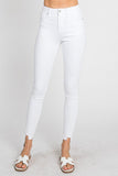 Petra153 High Rise White Ankle Skinny Distressed Hem Jeans