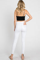 Petra153 High Rise White Ankle Skinny Distressed Hem Jeans