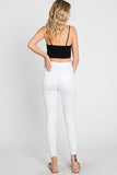 Petra153 High Rise White Ankle Skinny Distressed Hem Jeans