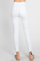 Petra153 High Rise White Ankle Skinny Distressed Hem Jeans