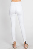 Petra153 High Rise White Ankle Skinny Distressed Hem Jeans