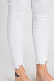 Petra153 High Rise White Ankle Skinny Distressed Hem Jeans
