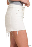 Zenana Whtie Button Fly Raw Hem Denim Shorts