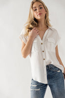 Short Sleeve Button Up Shirt With Pockets