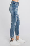 Petra153 Distressed Super High Rise Stretch Mom Jeans