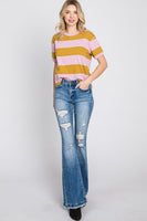 Petra153 Destroyed Mid Rise Stretch Flare Jeans - Petite