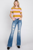 Petra153 Destroyed Mid Rise Stretch Flare Jeans