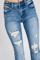 Petra153 Destroyed Mid Rise Stretch Flare Jeans