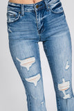 Petra153 Destroyed Mid Rise Stretch Flare Jeans