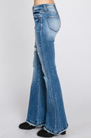 Petra153 Destroyed Mid Rise Stretch Flare Jeans