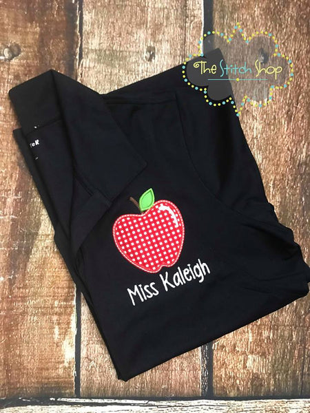Gingham Apple Applique and Embroidered Polo