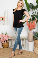 Rib Cap Sleeve Round Neck Top
