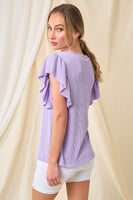 Flutter Sleeve Ribbed Top