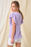 Flutter Sleeve Ribbed Top