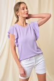 Flutter Sleeve Ribbed Top