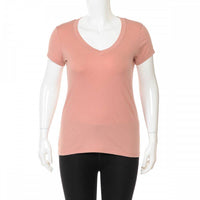 PLUS SIZE V-NECK LIGHTWEIGHT ELASTIC BASIC SHORT SLEEVE TEE