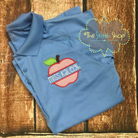 Split Seersucker Apple Applique and Embroidered Polo