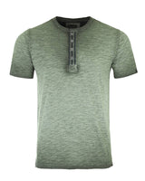Men's ZIMEGO Short Sleeve Color Garment Dyed Henley Shirt