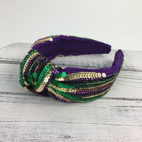 Mardi Gras Sequin Knot Headband