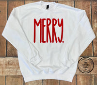 Puff Print Merry Unisex Gildan Soft Style Sweatshirt