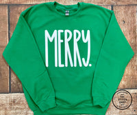 Puff Print Merry Unisex Gildan Soft Style Sweatshirt