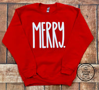Youth Puff Print Merry Unisex Gildan Soft Style Sweatshirt