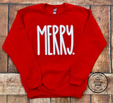Puff Print Merry Unisex Gildan Soft Style Sweatshirt