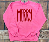 Puff Print Merry Unisex Gildan Soft Style Sweatshirt