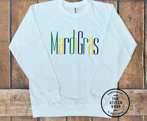 Mardi Gras Embroidered Loop Back Terry Sweatshirt