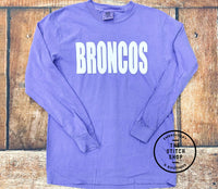 Broncos Color Comfort Colors Long Sleeve Puff Shirt