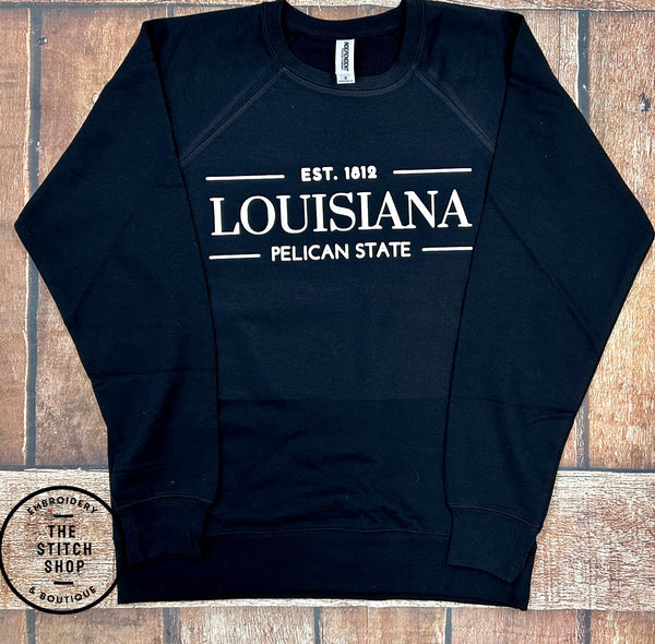 Louisiana Est. Loop Back Terry Sweatshirt Puff Print