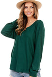 Long Sleeve V Neck Waffle Top