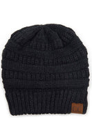 C.C Mixed Soft Yarn Knit Beanie - Black/Grey